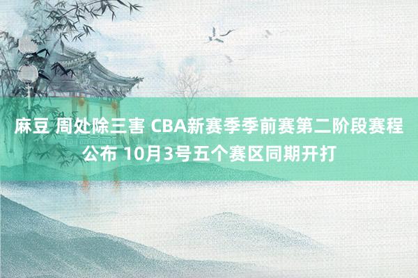 麻豆 周处除三害 CBA新赛季季前赛第二阶段赛程公布 10月3号五个赛区同期开打