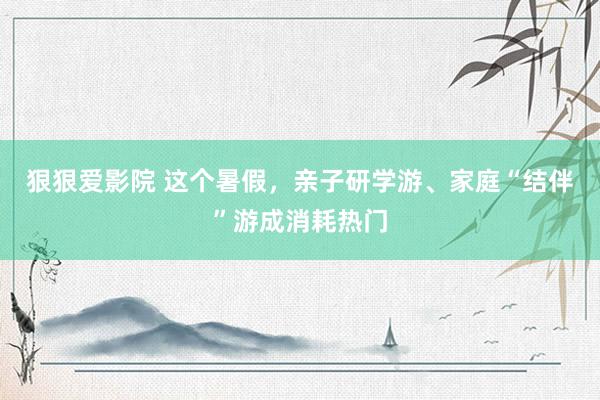 狠狠爱影院 这个暑假，亲子研学游、家庭“结伴”游成消耗热门