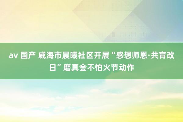 av 国产 威海市晨曦社区开展“感想师恩·共育改日”磨真金不怕火节动作