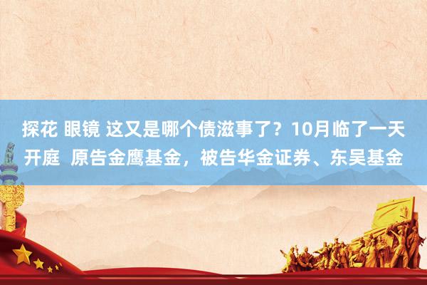 探花 眼镜 这又是哪个债滋事了？10月临了一天开庭  原告金鹰基金，被告华金证券、东吴基金