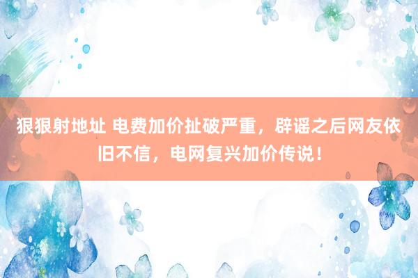 狠狠射地址 电费加价扯破严重，辟谣之后网友依旧不信，电网复兴加价传说！