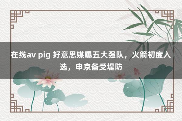 在线av pig 好意思媒曝五大强队，火箭初度入选，申京备受堤防