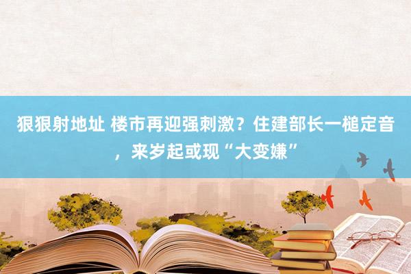 狠狠射地址 楼市再迎强刺激？住建部长一槌定音，来岁起或现“大变嫌”