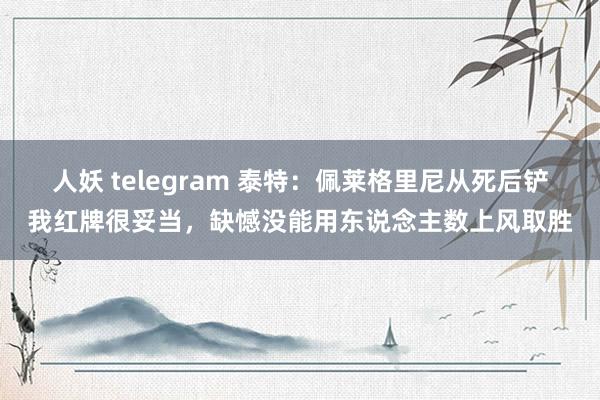 人妖 telegram 泰特：佩莱格里尼从死后铲我红牌很妥当，缺憾没能用东说念主数上风取胜