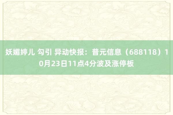 妖媚婷儿 勾引 异动快报：普元信息（688118）10月23日11点4分波及涨停板