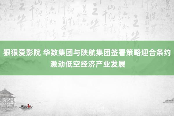 狠狠爱影院 华数集团与陕航集团签署策略迎合条约 激动低空经济产业发展