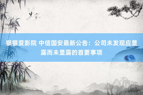 狠狠爱影院 中信国安最新公告：公司未发现应显露而未显露的首要事项