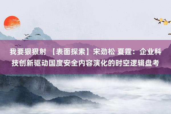 我要狠狠射 【表面探索】宋劲松 夏霆：企业科技创新驱动国度安全内容演化的时空逻辑盘考