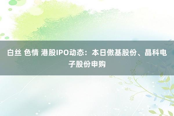 白丝 色情 港股IPO动态：本日傲基股份、晶科电子股份申购