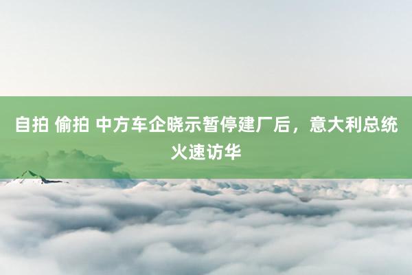 自拍 偷拍 中方车企晓示暂停建厂后，意大利总统火速访华