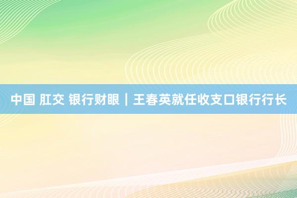 中国 肛交 银行财眼｜王春英就任收支口银行行长