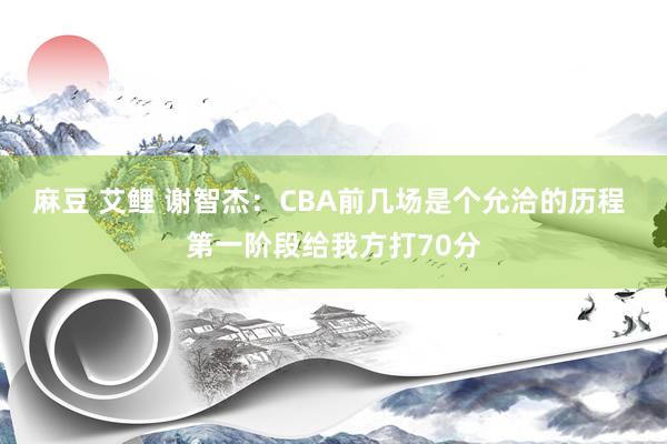 麻豆 艾鲤 谢智杰：CBA前几场是个允洽的历程 第一阶段给我方打70分