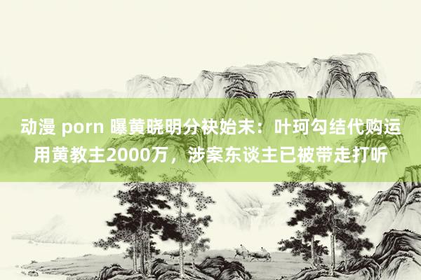 动漫 porn 曝黄晓明分袂始末：叶珂勾结代购运用黄教主2000万，涉案东谈主已被带走打听