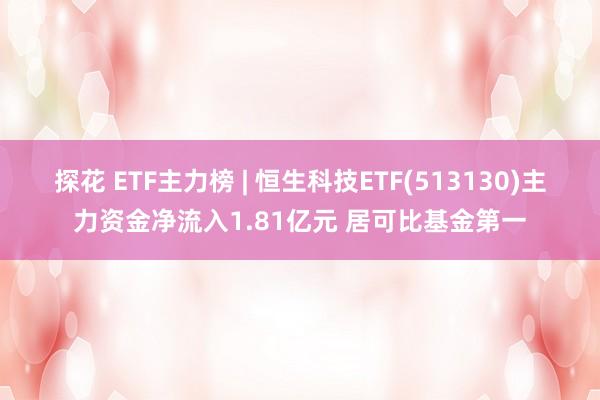 探花 ETF主力榜 | 恒生科技ETF(513130)主力资金净流入1.81亿元 居可比基金第一