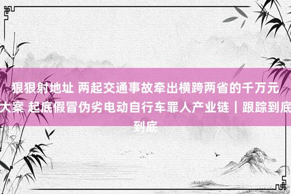 狠狠射地址 两起交通事故牵出横跨两省的千万元大案 起底假冒伪劣电动自行车罪人产业链｜跟踪到底