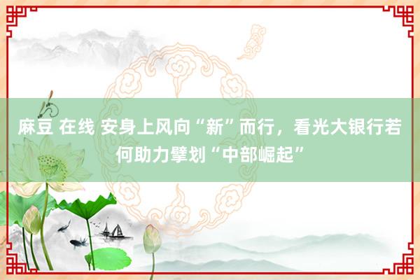 麻豆 在线 安身上风向“新”而行，看光大银行若何助力擘划“中部崛起”