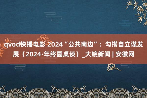 qvod快播电影 2024“公共南边”：勾搭自立谋发展（2024·年终圆桌谈）_大皖新闻 | 安徽网