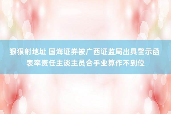 狠狠射地址 国海证券被广西证监局出具警示函 表率责任主谈主员合手业算作不到位