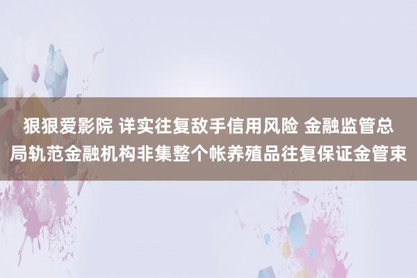 狠狠爱影院 详实往复敌手信用风险 金融监管总局轨范金融机构非集整个帐养殖品往复保证金管束