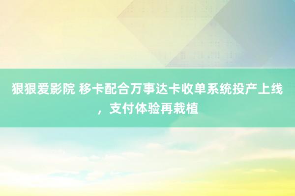 狠狠爱影院 移卡配合万事达卡收单系统投产上线，支付体验再栽植