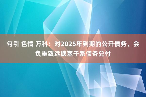 勾引 色情 万科：对2025年到期的公开债务，会负重致远搪塞干系债务兑付