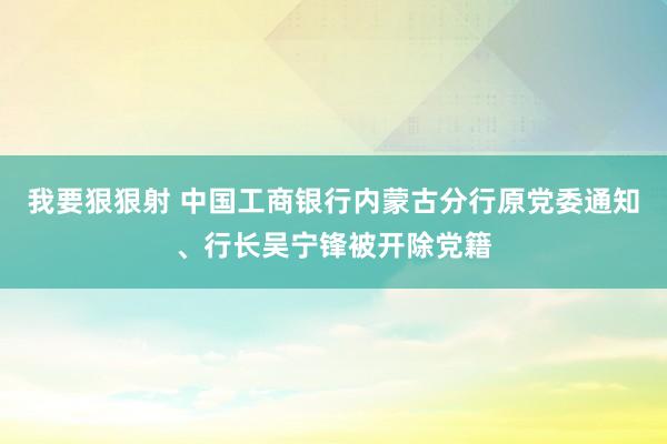 我要狠狠射 中国工商银行内蒙古分行原党委通知、行长吴宁锋被开除党籍